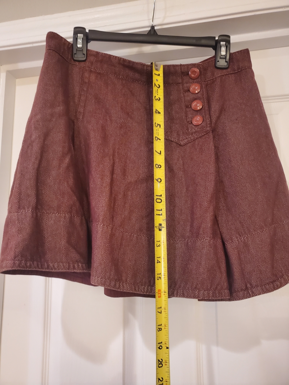 Vintage Marc Jacobs Button-Front A-Line Mini Kilt/Skirt, Rusty Red Color - Picture 3 of 4
